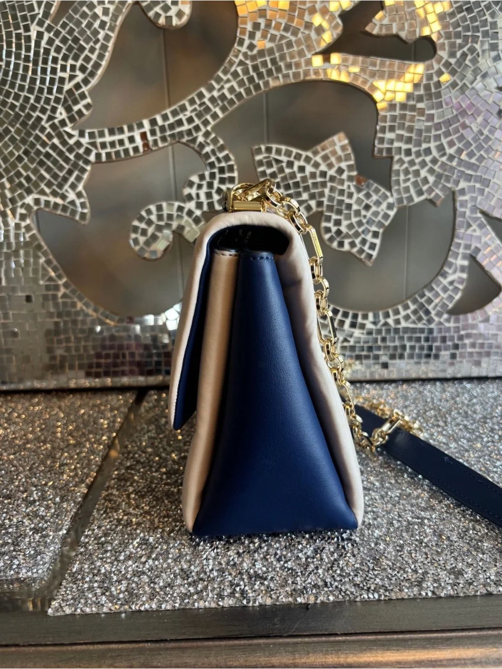 ⭐️kate spade Navy & White Stripe Leather Shoulder‎ Bag
